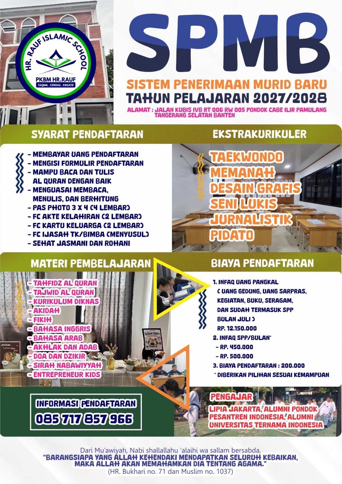 Penerimaan Murid Baru (SPMB) HR. Rauf Islamic School Tahun Pelajaran 2027/2028